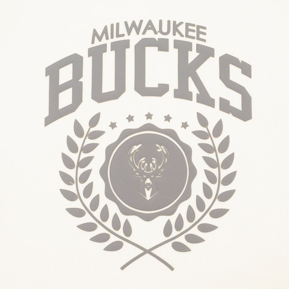 NBA MILWAUKEE BUCKS STREET TEAM WOMEN'S FLC CREWNECK (EGGSHELL) - Image 7