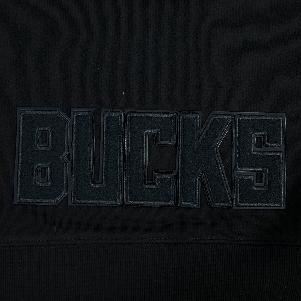 NBA MILWAUKEE BUCKS TRIPLE BLACK WOMEN'S FLC CROPPED PO HOODIE (TRIPLE BLACK) - Image 5