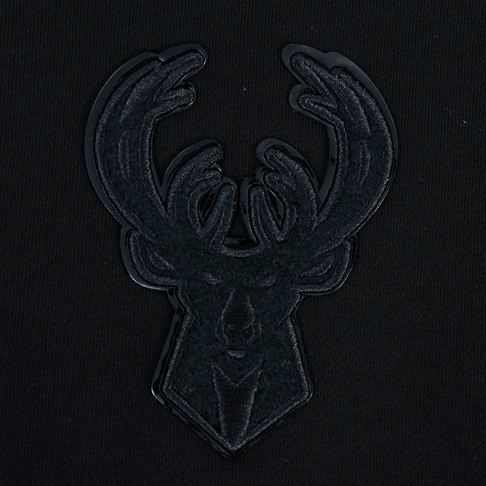 NBA MILWAUKEE BUCKS TRIPLE BLACK WOMEN'S FLC CROPPED PO HOODIE (TRIPLE BLACK) - Image 6