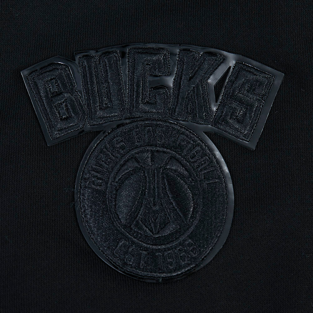 NBA MILWAUKEE BUCKS TRIPLE BLACK WOMEN'S FLC CROPPED PO HOODIE (TRIPLE BLACK) - Image 7