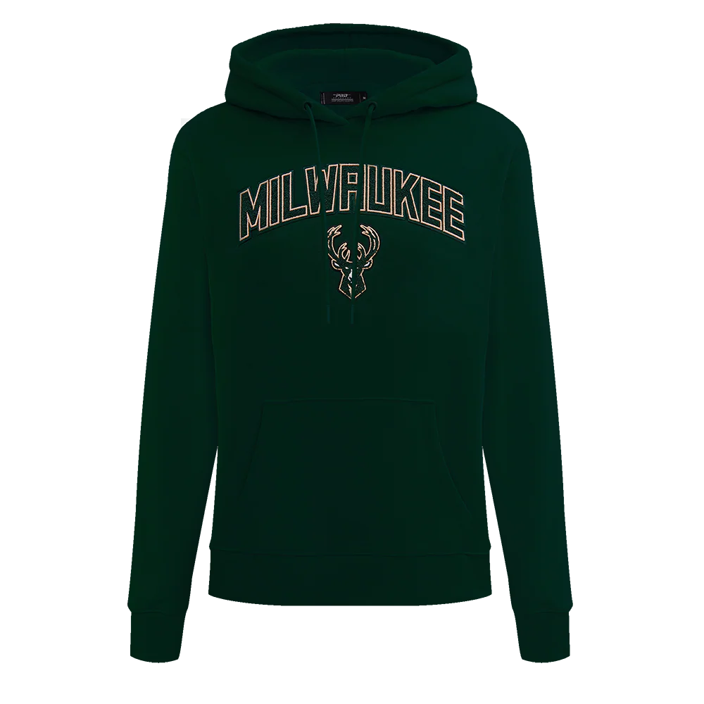 NBA MILWAUKEE BUCKS CLASSIC WOMEN'S PULLOVER HOODIE (FOREST GREEN)