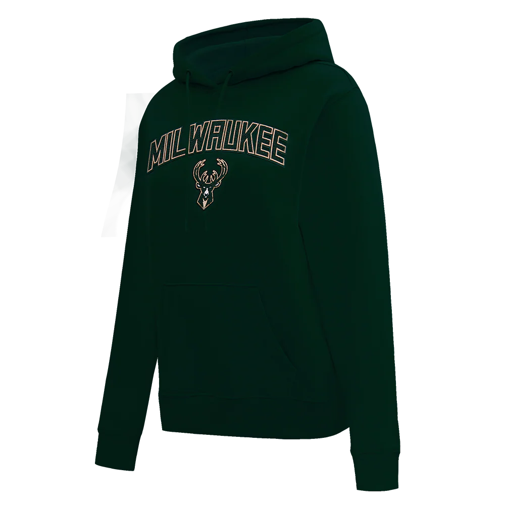 NBA MILWAUKEE BUCKS CLASSIC WOMEN'S PULLOVER HOODIE (FOREST GREEN) - Image 2