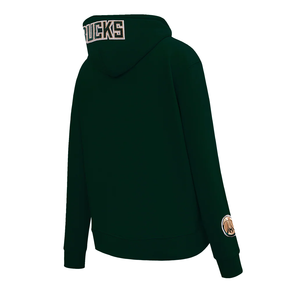 NBA MILWAUKEE BUCKS CLASSIC WOMEN'S PULLOVER HOODIE (FOREST GREEN) - Image 3