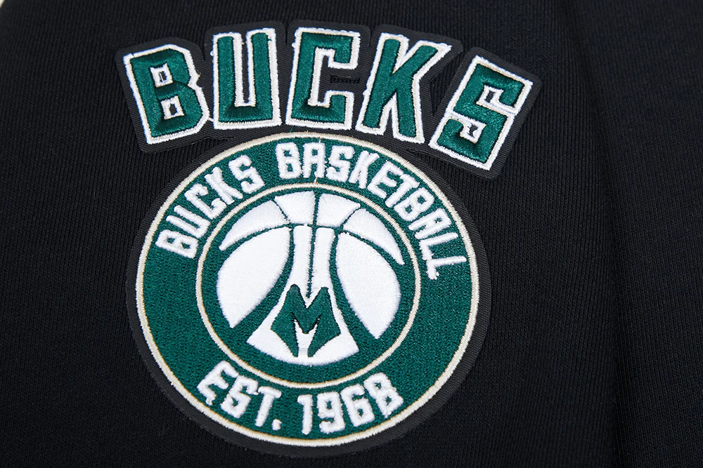 NBA MILWAUKEE BUCKS CLASSIC WOMEN'S CROPPED PULLOVER HOODIE (BLACK) - Image 6