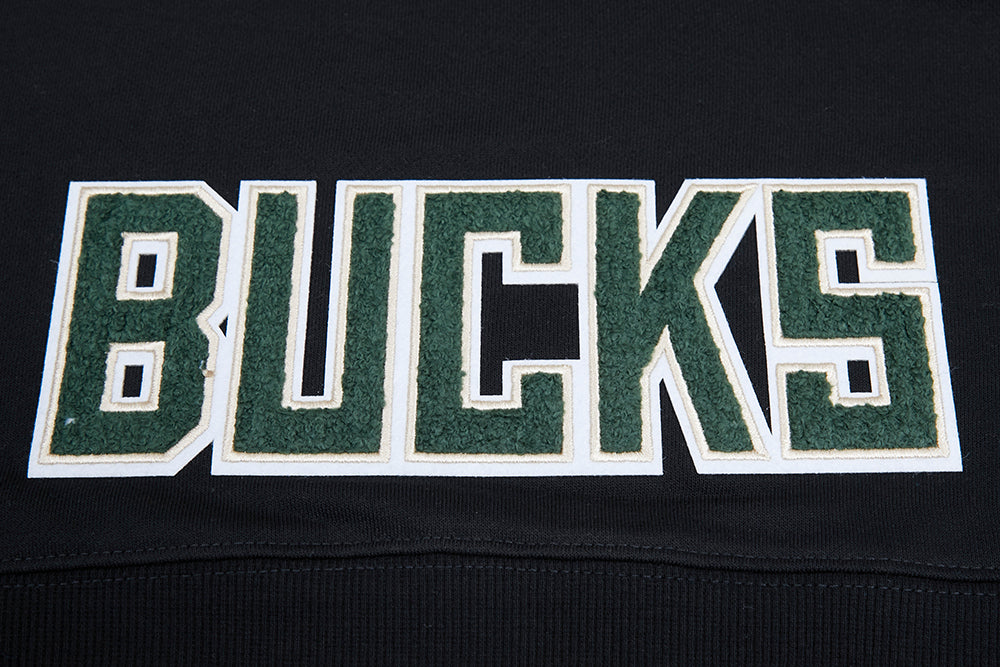 NBA MILWAUKEE BUCKS CLASSIC WOMEN'S CROPPED PULLOVER HOODIE (BLACK) - Image 7