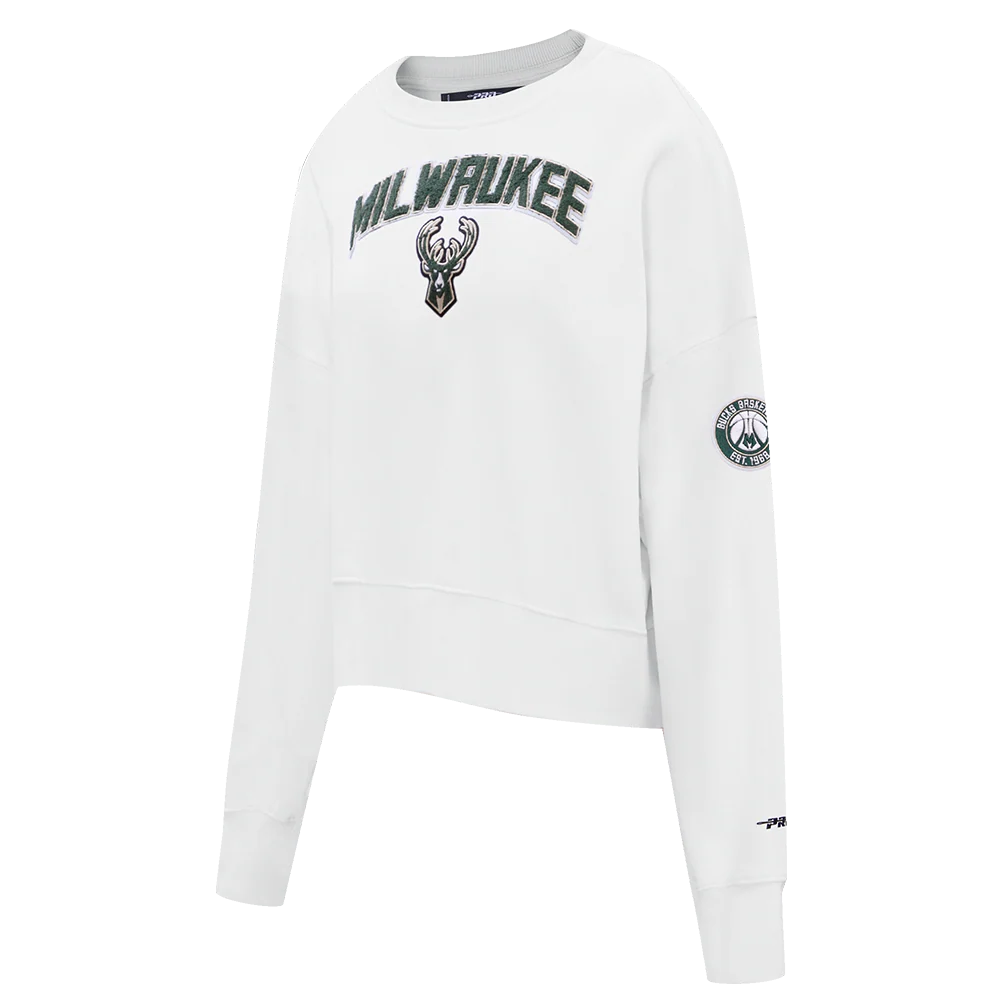 NBA MILWAUKEE BUCKS CLASSIC WOMEN'S CREWNECK (WHITE) - Image 2