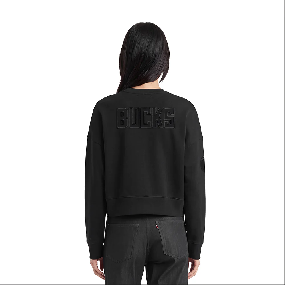 NBA MILWAUKEE BUCKS NEUTRAL WOMEN'S CREWNECK (BLACK) - Image 2