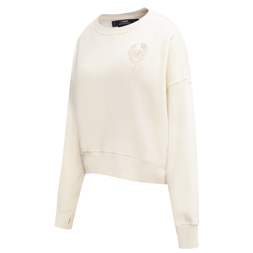 NBA MILWAUKEE BUCKS NEUTRAL WOMEN'S CREWNECK (EGGSHELL) - Image 4