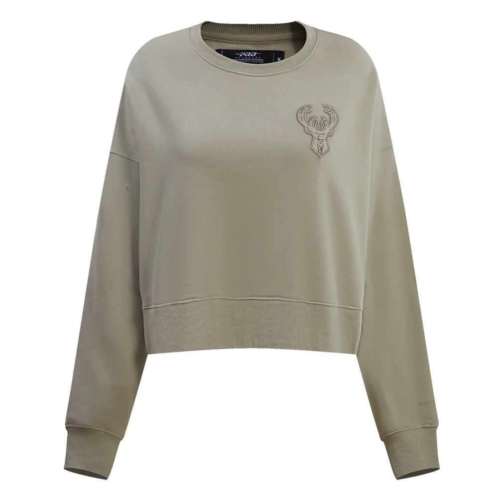 NBA MILWAUKEE BUCKS NEUTRAL WOMEN'S CREWNECK (TAUPE) - Image 3