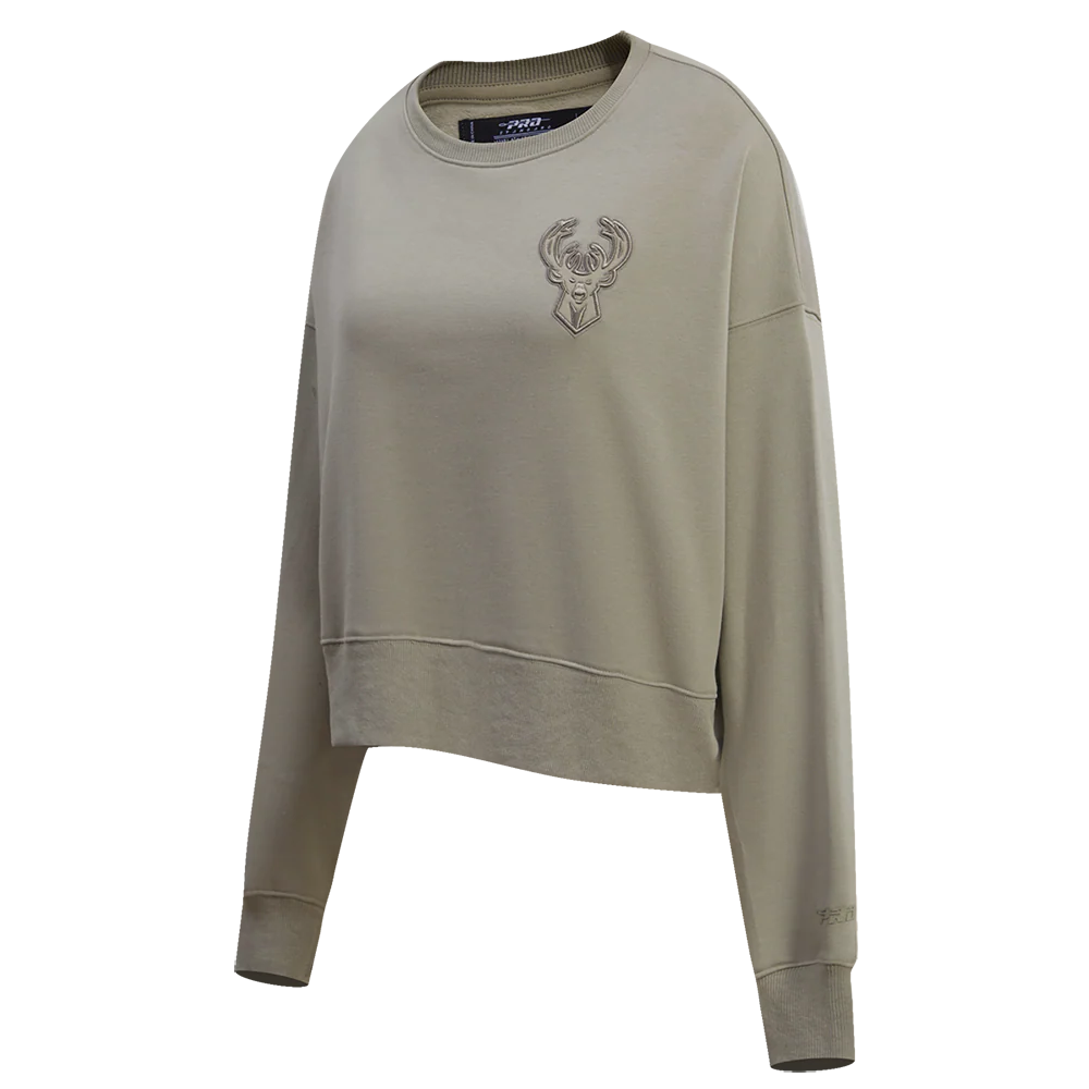 NBA MILWAUKEE BUCKS NEUTRAL WOMEN'S CREWNECK (TAUPE) - Image 4
