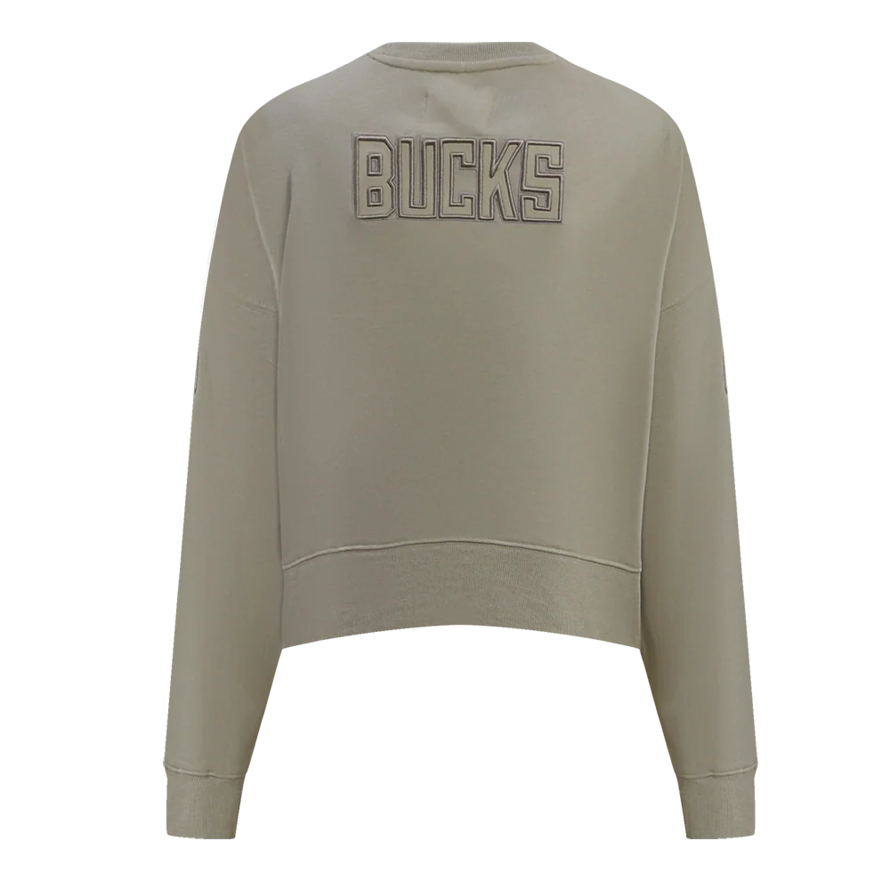 NBA MILWAUKEE BUCKS NEUTRAL WOMEN'S CREWNECK (TAUPE) - Image 6