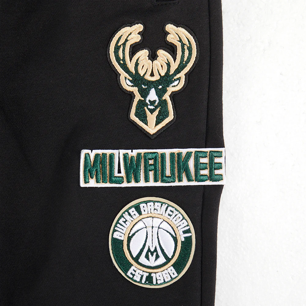 NBA MILWAUKEE BUCKS RETRO CLASSIC LITTLE BOYS RIB FLEECE SWEATPANT (BLACK) - Image 6