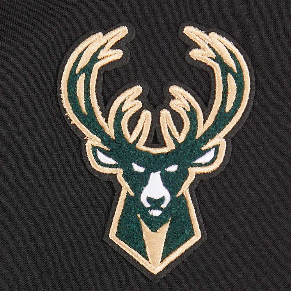 NBA MILWAUKEE BUCKS RETRO CLASSIC LITTLE BOYS RIB FLEECE PULLOVER HOODIE (BLACK) - Image 8