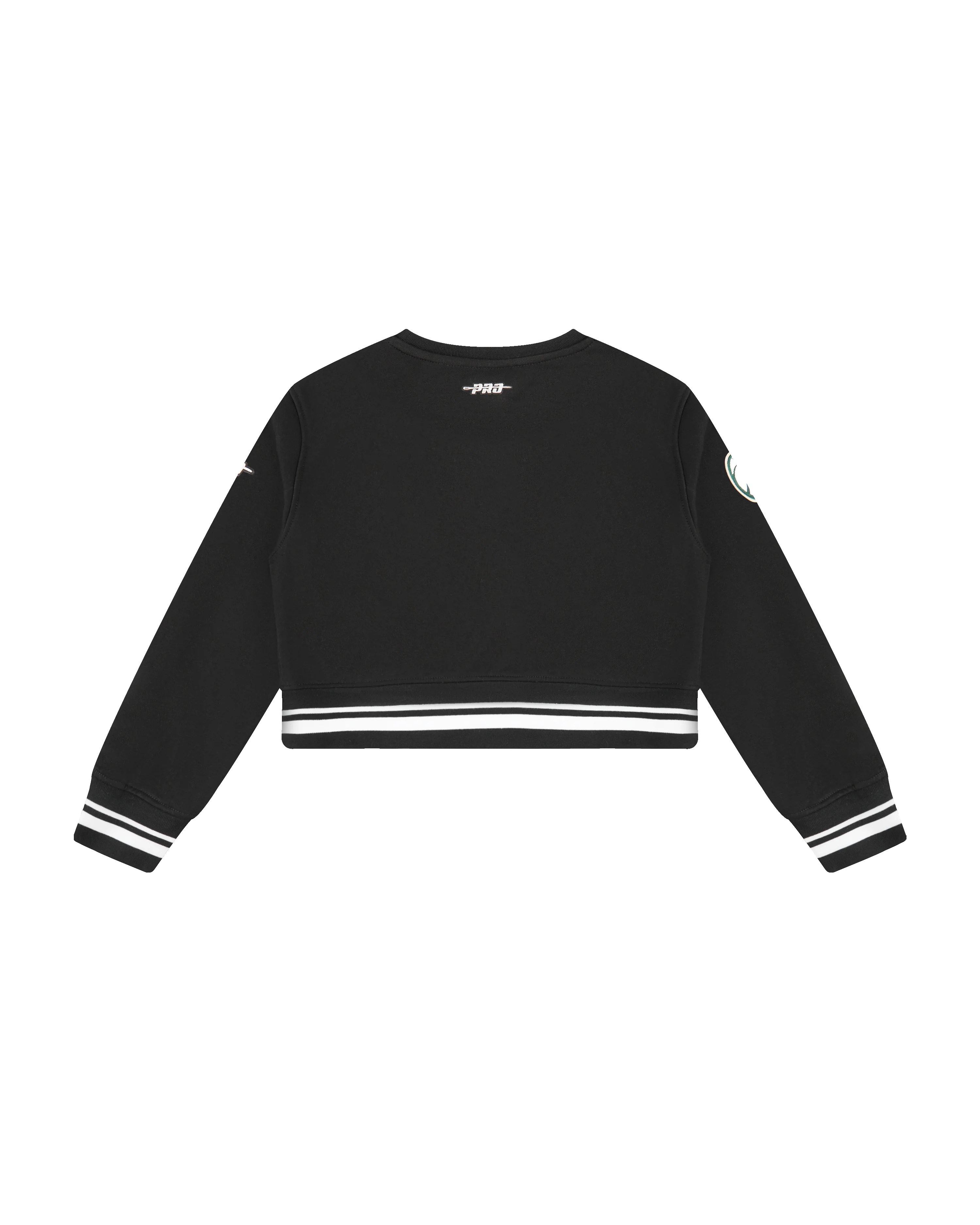 NBA MILWAUKEE BUCKS RETRO CLASSIC LITTLE GIRLS RIB FLEECE CREWNECK (BLACK) - Image 2