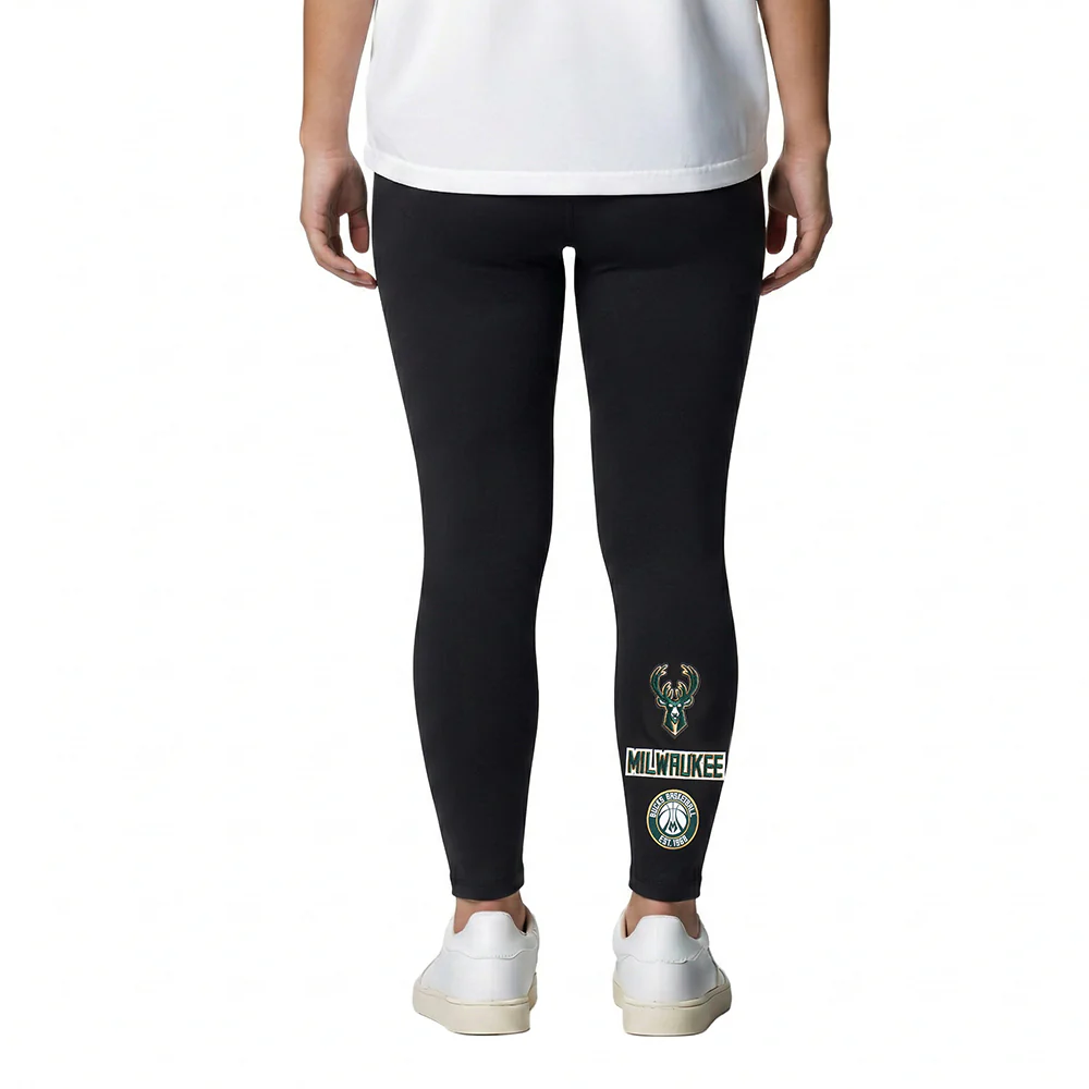 NBA MILWAUKEE BUCKS RETRO CLASSIC LITTLE GIRLS LEGGING (BLACK) - Image 2