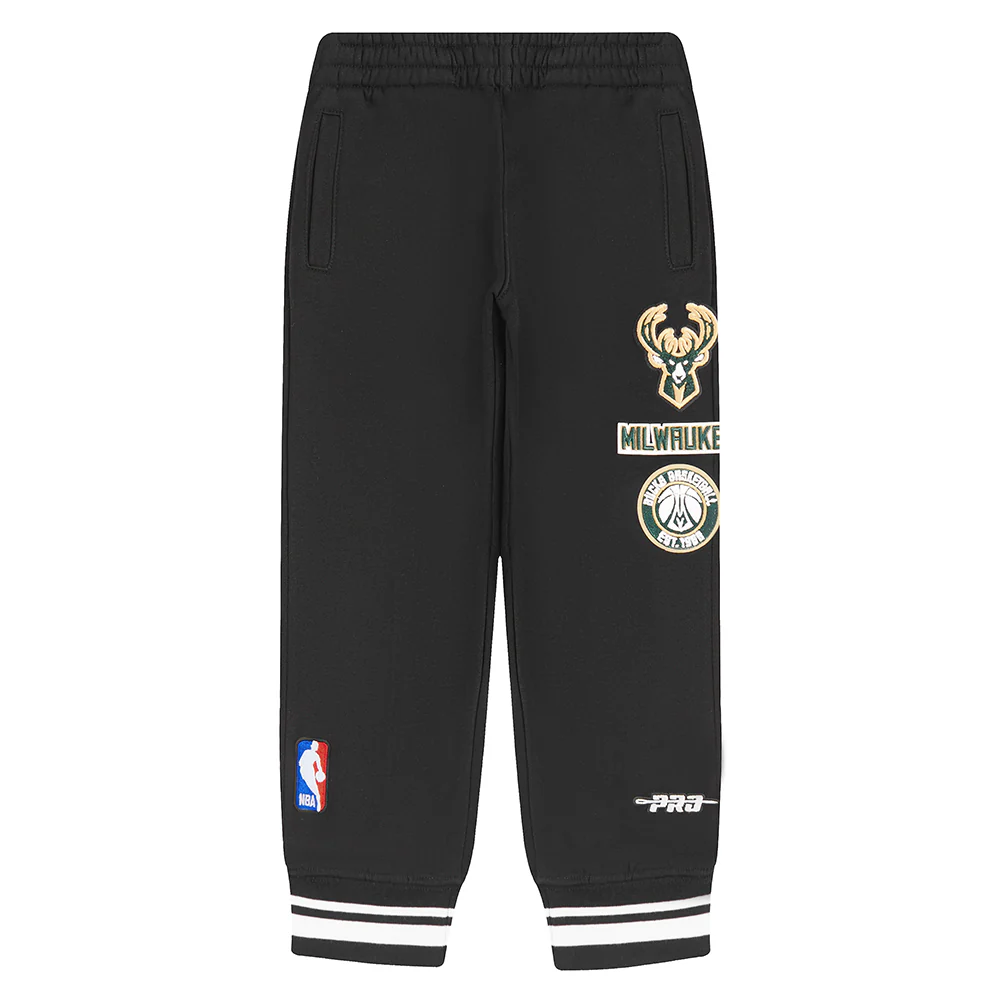 NBA MILWAUKEE BUCKS RETRO CLASSIC TODDLER BOYS RIB SWEATPANT (BLACK) - Image 4