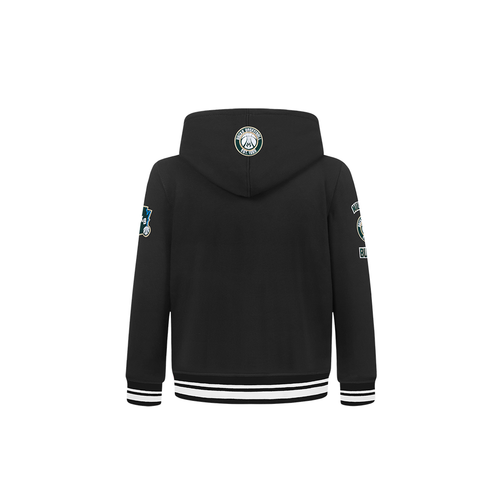 NBA MILWAUKEE BUCKS RETRO CLASSIC TODDLER BOYS RIB FLEECE PULLOVER HOODIE (BLACK) - Image 3