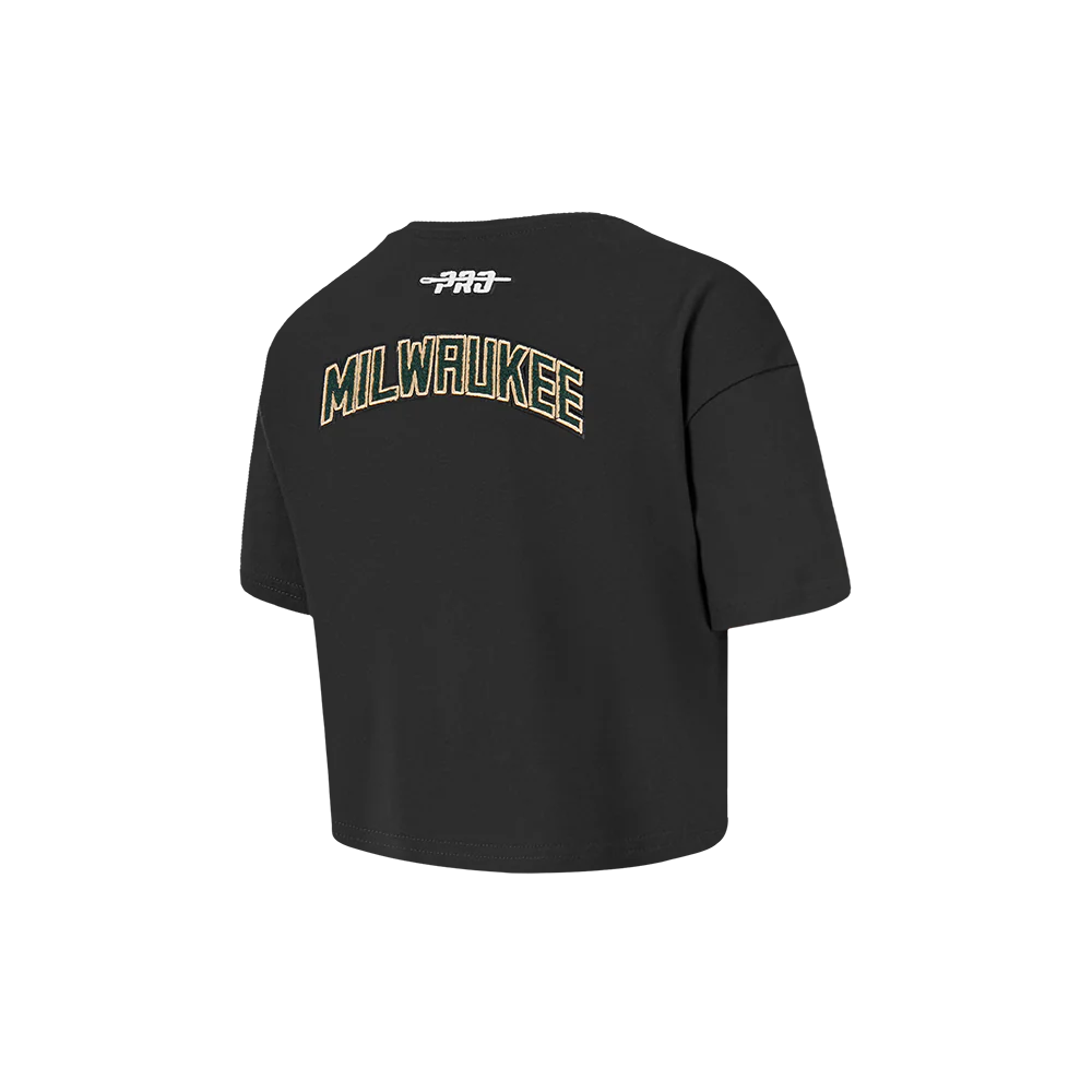 NBA MILWAUKEE BUCKS CLASSIC TODDLER GIRLS SHORT SLEEVE BOXY TEE (BLACK) - Image 4