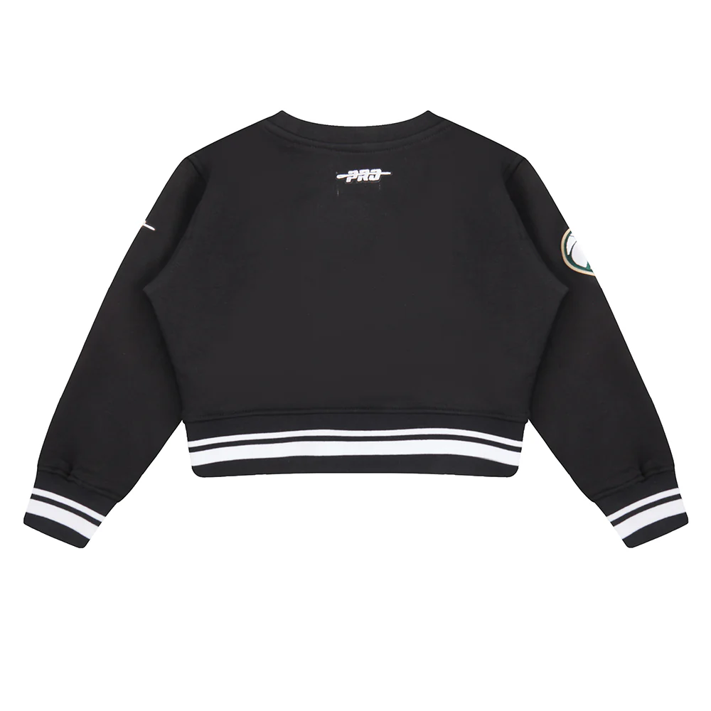 NBA MILWAUKEE BUCKS RETRO CLASSIC TODDLER GIRLS RIB FLEECE CREWNECK (BLACK) - Image 2