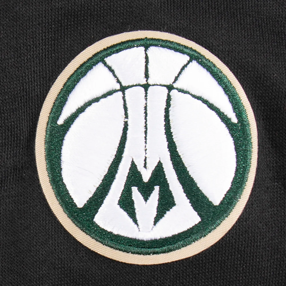 NBA MILWAUKEE BUCKS RETRO CLASSIC TODDLER GIRLS RIB FLEECE CREWNECK (BLACK) - Image 4
