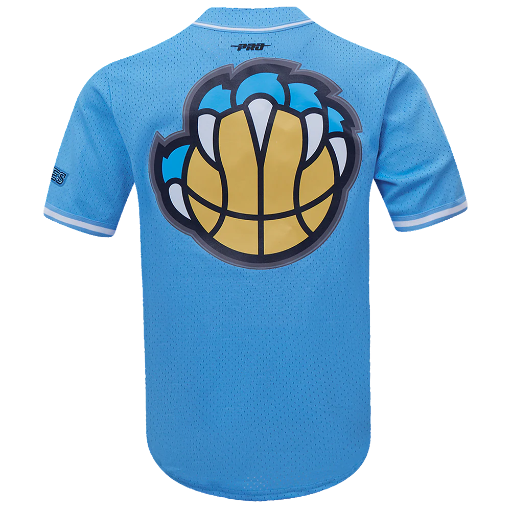 NBA MEMPHIS GRIZZLIES SCRIPT TAIL MEN'S MESH BUTTON DOWN SHIRT (UNIVERSITY BLUE) - Image 4