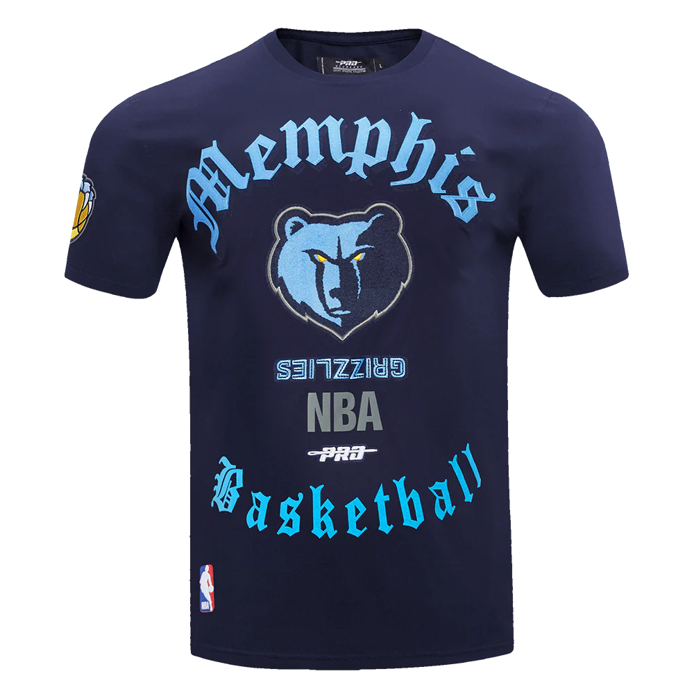 NBA MEMPHIS GRIZZLIES OLD ENGLISH MEN'S TEE (MIDNIGHT NAVY) - Image 3