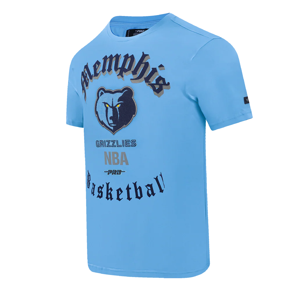 NBA MEMPHIS GRIZZLIES OLD ENGLISH MEN'S TEE (UNIVERSITY BLUE) - Image 2