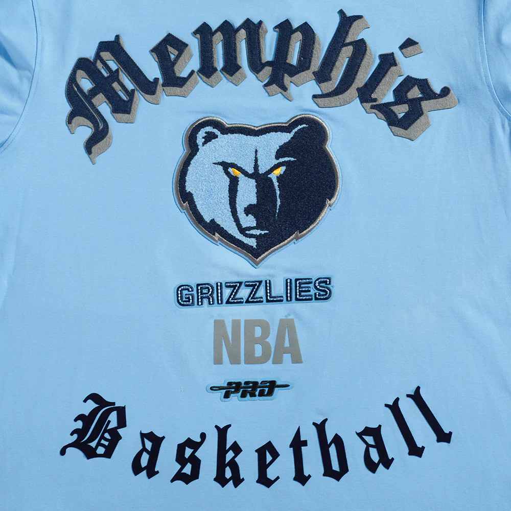 NBA MEMPHIS GRIZZLIES OLD ENGLISH MEN'S TEE (UNIVERSITY BLUE) - Image 5