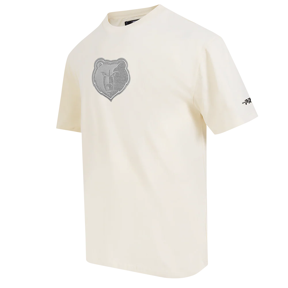 NBA MEMPHIS GRIZZLIES REVERSE FRENCH TERRY MEN'S COTTON JERSEY DROP SHOULDER TE (EGGSHELL) - Image 2