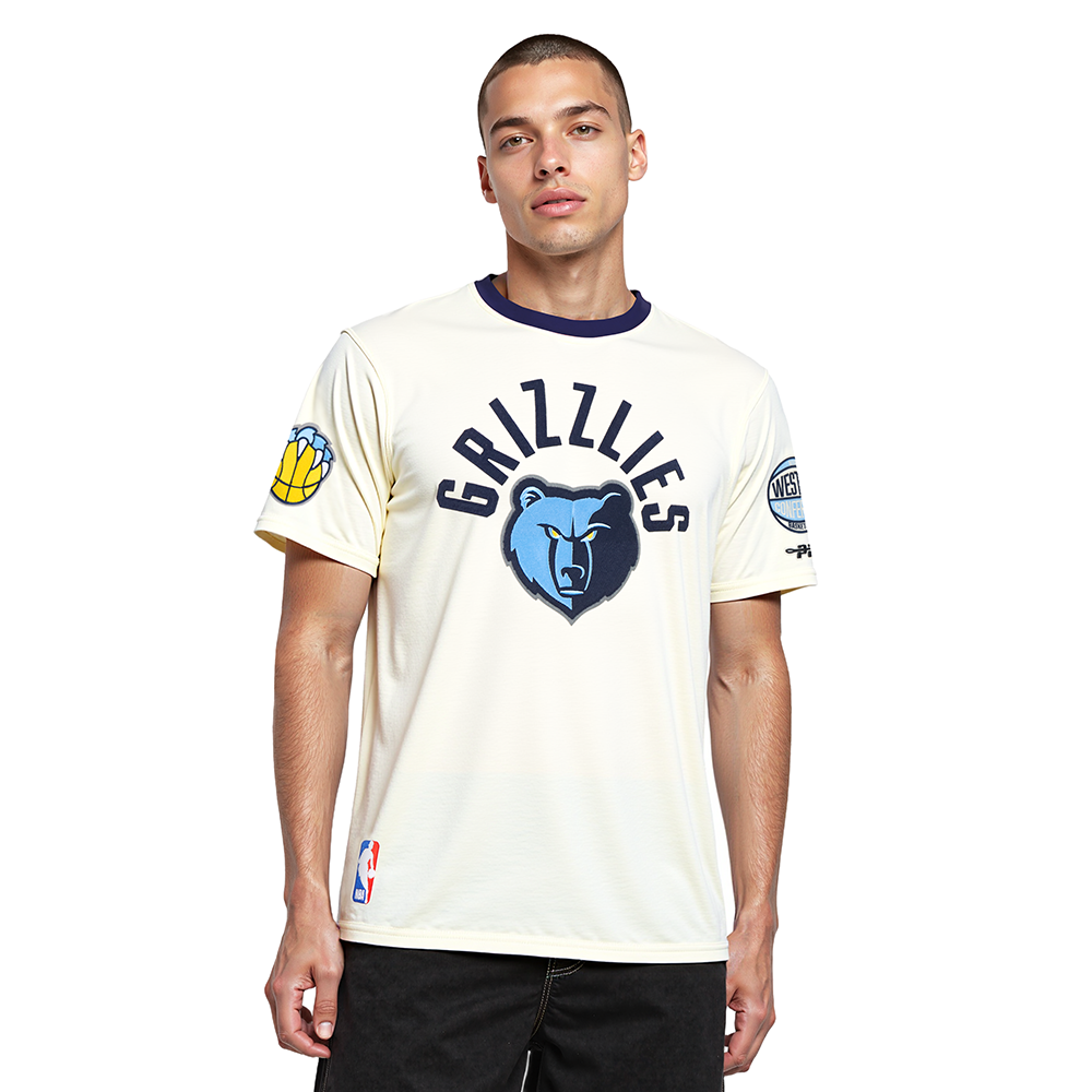 MEMPHIS GRIZZLIES MODERN ORIGINALS MEN'S RINGER TEE (EGGSHELL/ MIDNIGHT NAVY)