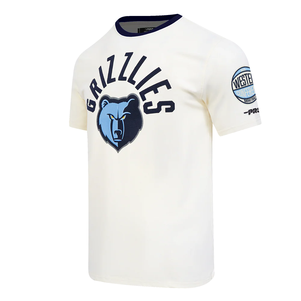 MEMPHIS GRIZZLIES MODERN ORIGINALS MEN'S RINGER TEE (EGGSHELL/ MIDNIGHT NAVY) - Image 3