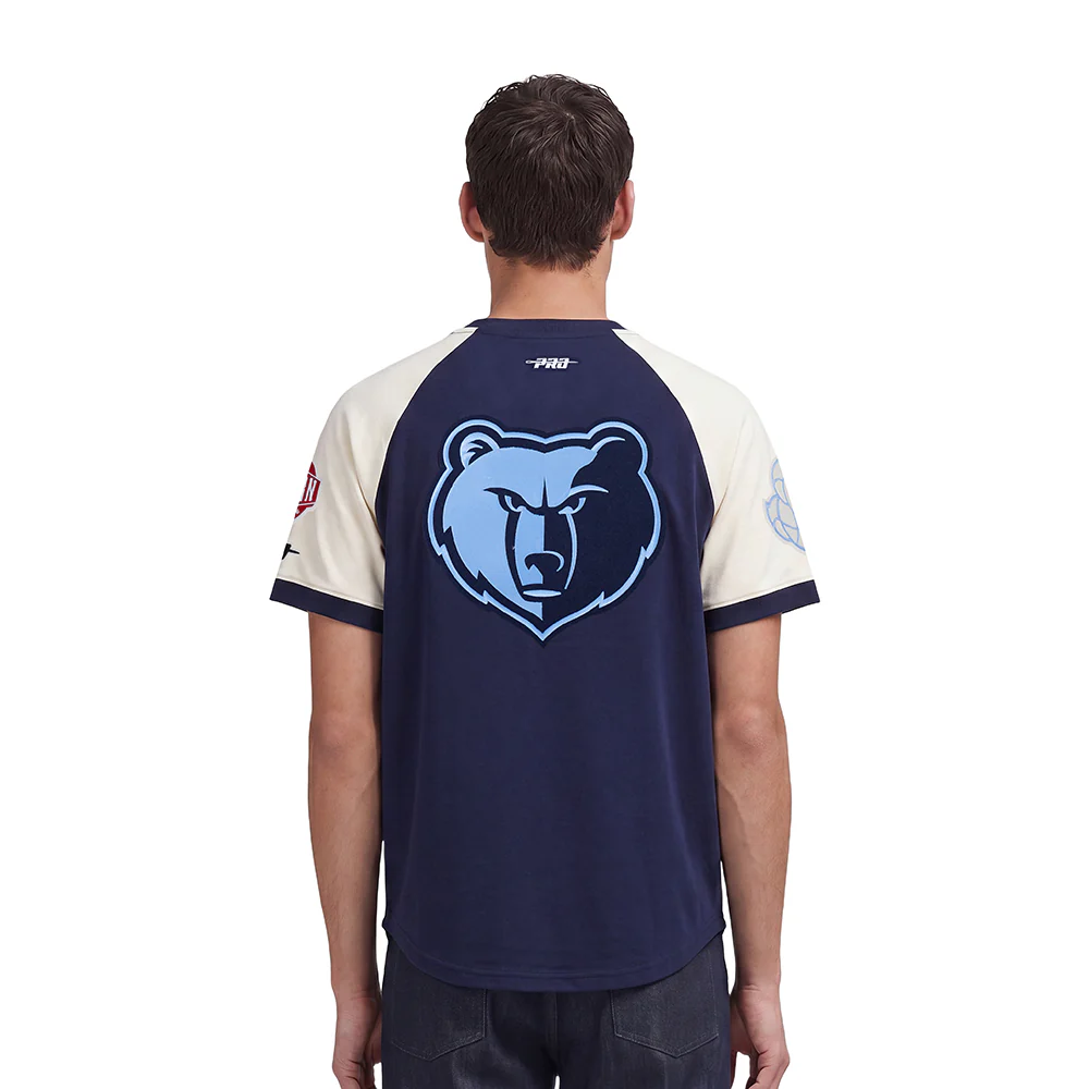 NBA MEMPHIS GRIZZLIES FIRST TEAM MEN'S RAGLAN TEE (EGGSHELL/ MIDNIGHT NAVY) - Image 2