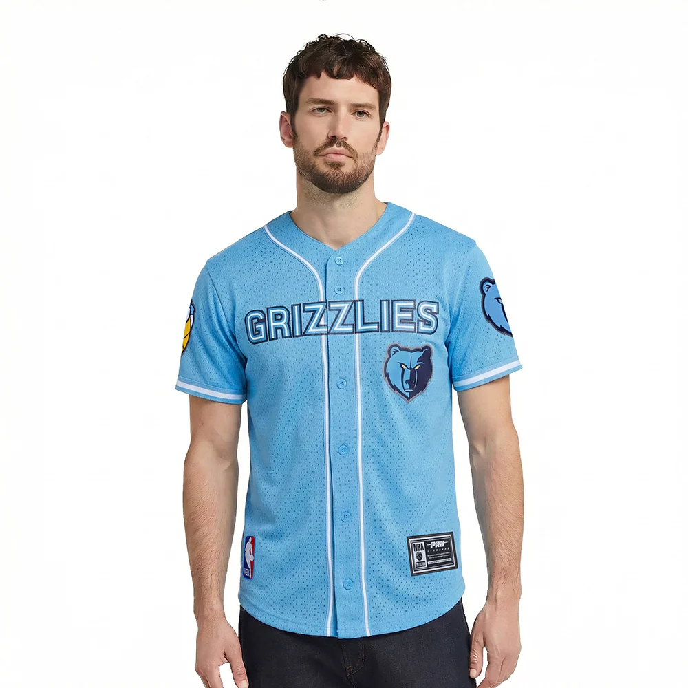 NBA MEMPHIS GRIZZLIES MESH MEN'S BUTTON DOWN MESH TOP (UNIVERSITY BLUE)