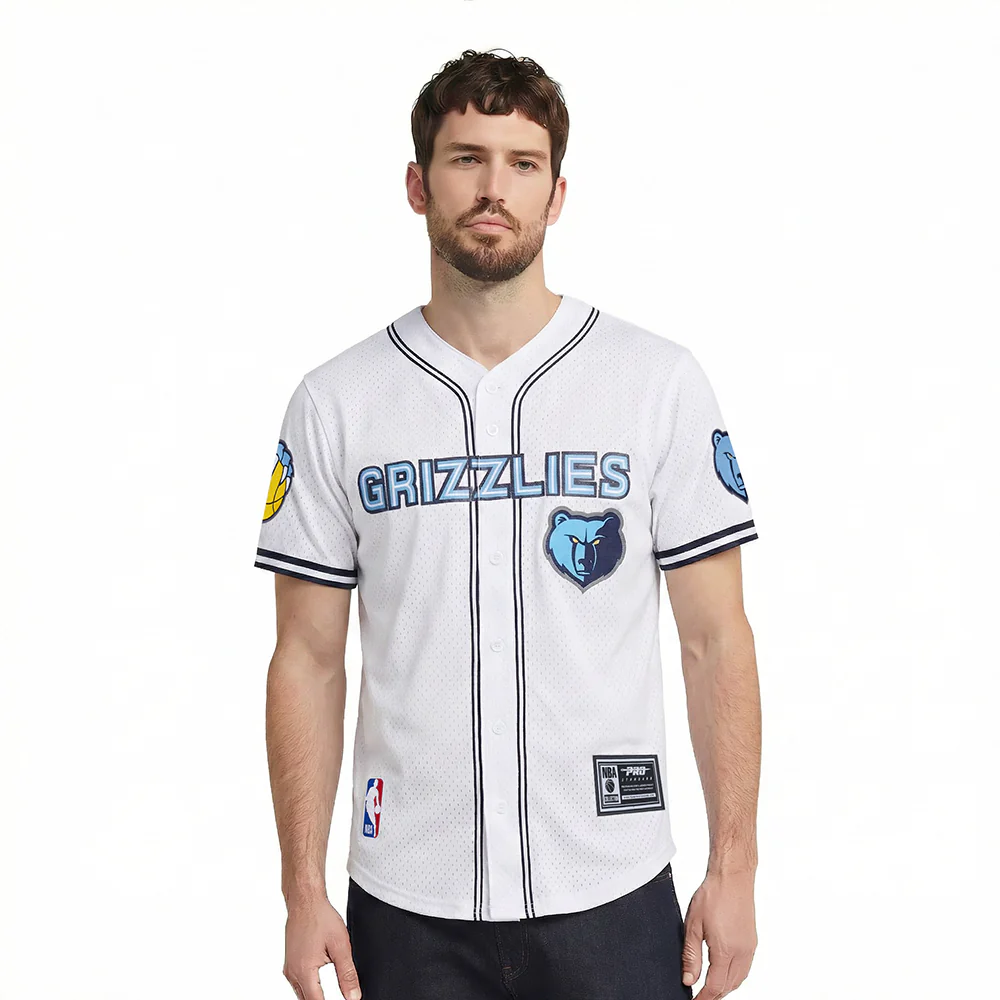 NBA MEMPHIS GRIZZLIES MESH MEN'S BUTTON DOWN MESH TOP (WHITE)