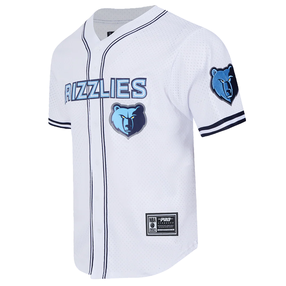 NBA MEMPHIS GRIZZLIES MESH MEN'S BUTTON DOWN MESH TOP (WHITE) - Image 6