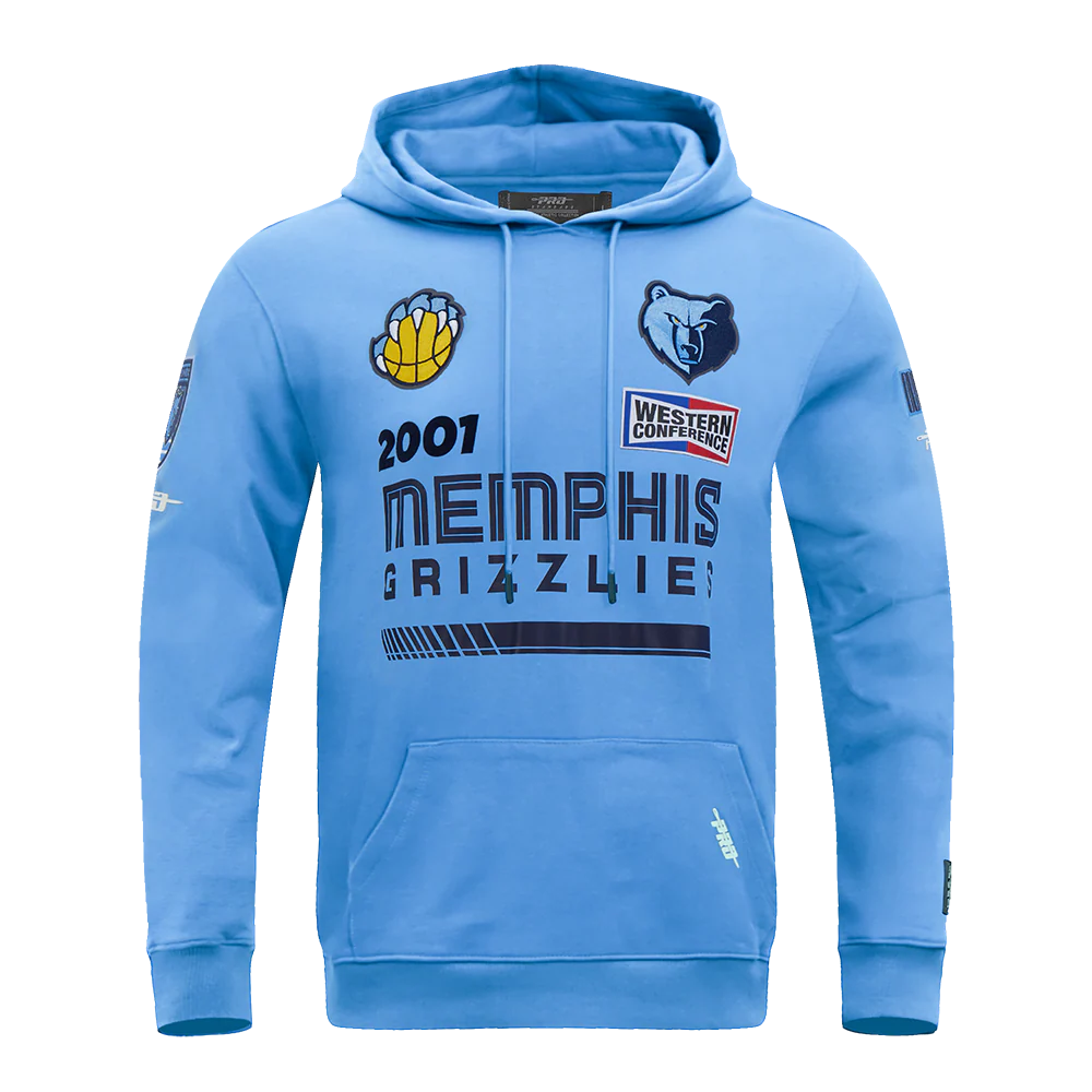 NBA MEMPHIS GRIZZLIES HYBRID MEN'S WOVEN FULL ZIP MEN'S PULLOVER HOODIE (MIDNIGHT NAVY)
