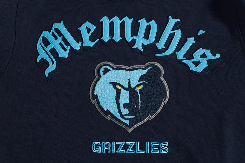 NBA MEMPHIS GRIZZLIES OLD ENGLISH MEN'S PULLOVER HOODIE (MIDNIGHT NAVY) - Image 5