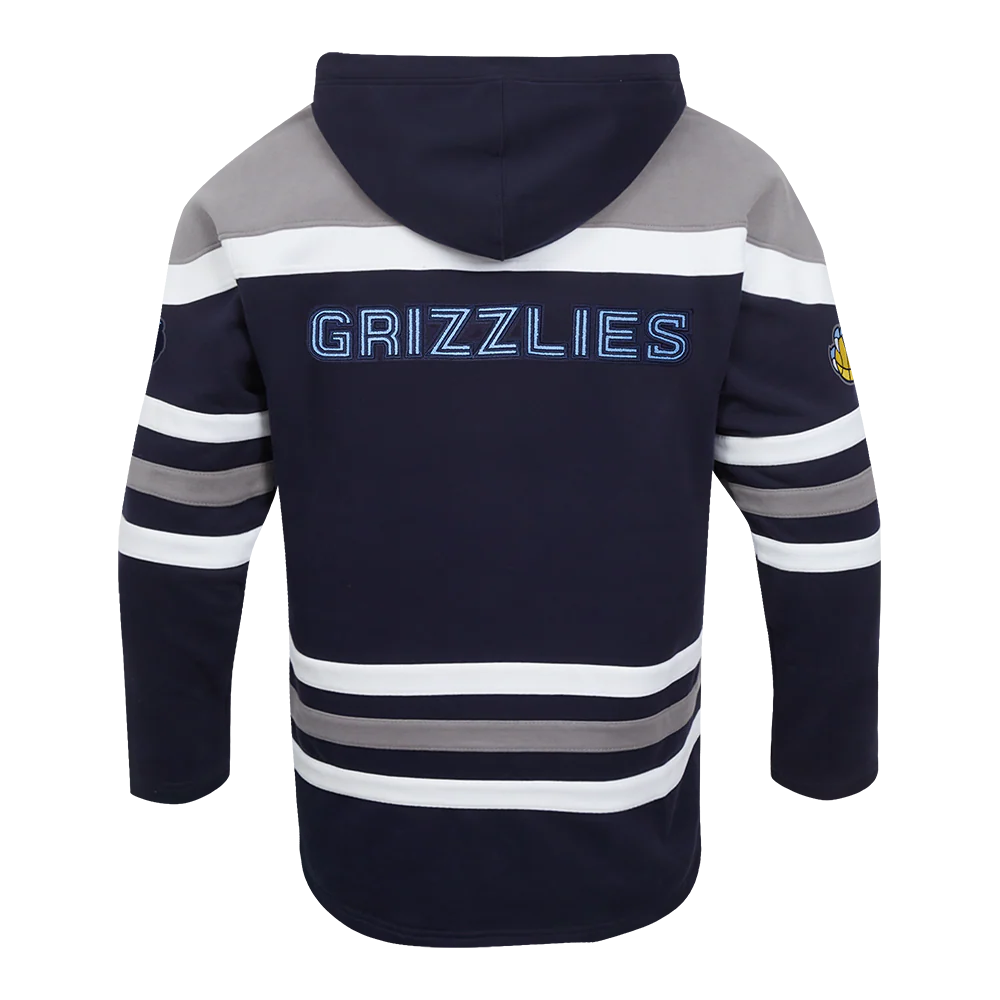 NBA MEMPHIS GRIZZLIES JA MORANT #12 CLASSIC MEN'S FLC CB PO HOODIE (MIDNIGHT NAVY/GREY/WHITE) - Image 3