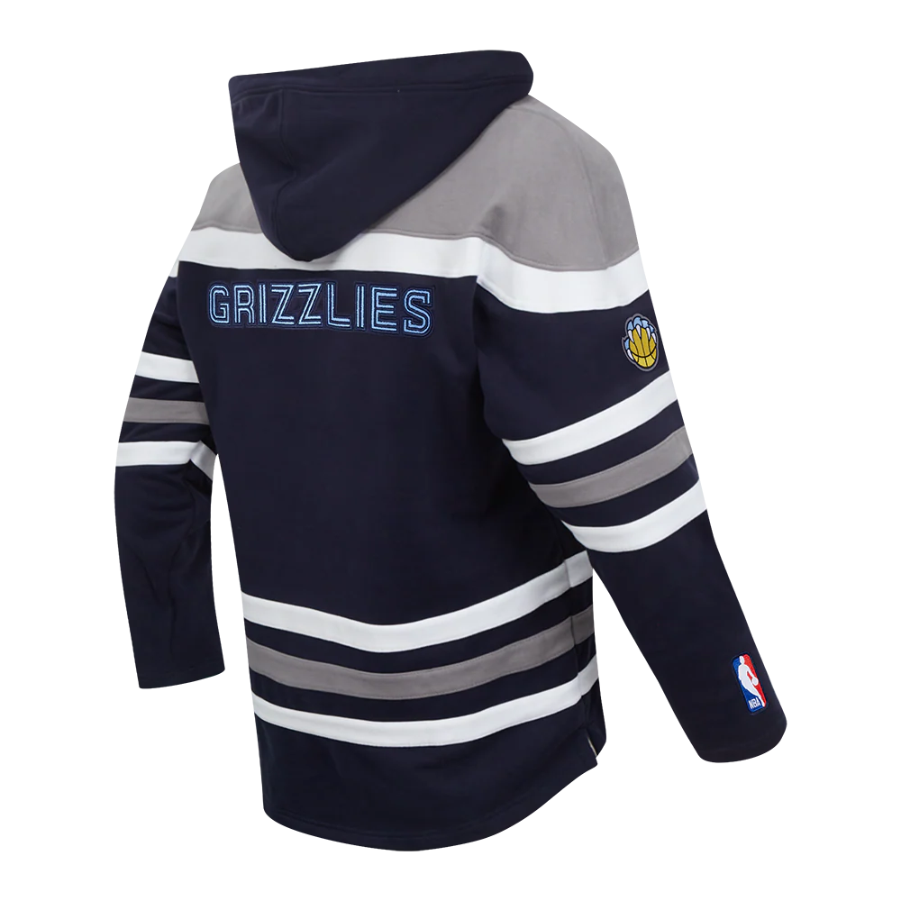NBA MEMPHIS GRIZZLIES JA MORANT #12 CLASSIC MEN'S FLC CB PO HOODIE (MIDNIGHT NAVY/GREY/WHITE) - Image 4