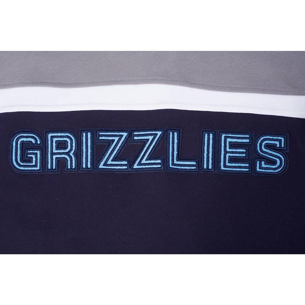 NBA MEMPHIS GRIZZLIES JA MORANT #12 CLASSIC MEN'S FLC CB PO HOODIE (MIDNIGHT NAVY/GREY/WHITE) - Image 8
