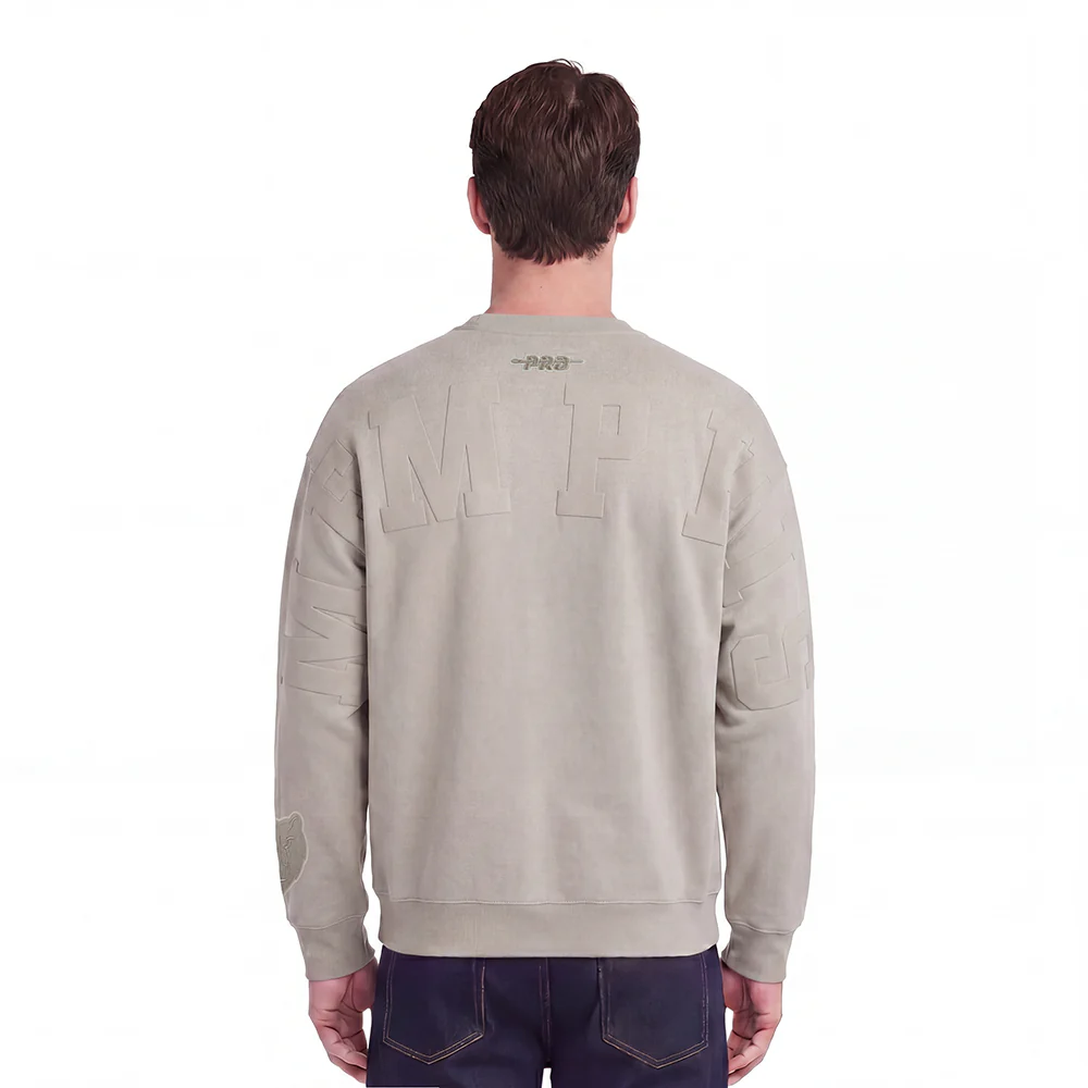 NBA MEMPHIS GRIZZLIES WINGSPAN MEN'S DROP SHOULDER FLEECE CREWNECK (TAUPE)
