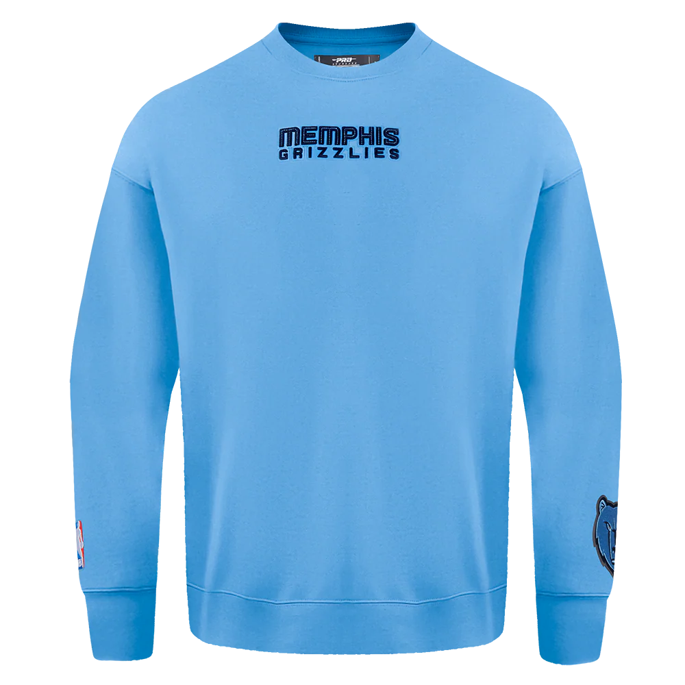 NBA MEMPHIS GRIZZLIES WINGSPAN MEN'S DROP SHOULDER FLEECE CREWNECK (UNIVERSITY BLUE) - Image 3