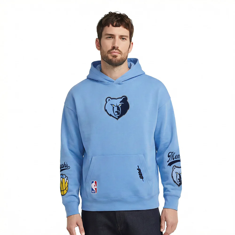 NBA MEMPHIS GRIZZLIES LIVING LARGE MEN'S DROP SHOULDER FLC PO HOODIE (UNIVERSITY BLUE)