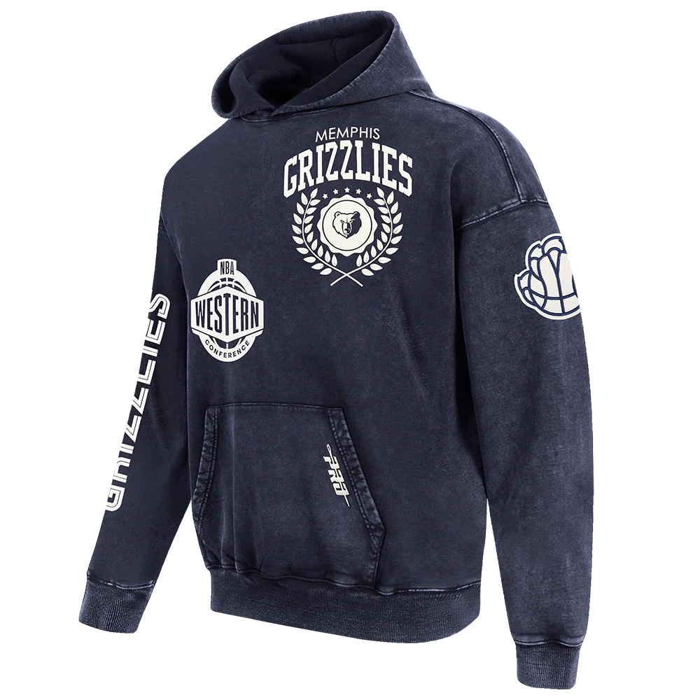 NBA MEMPHIS GRIZZLIES STREET TEAM MEN'S ENZYME WASH DS FT PO HOODIE (WASHED MIDNIGHT NAVY) - Image 3