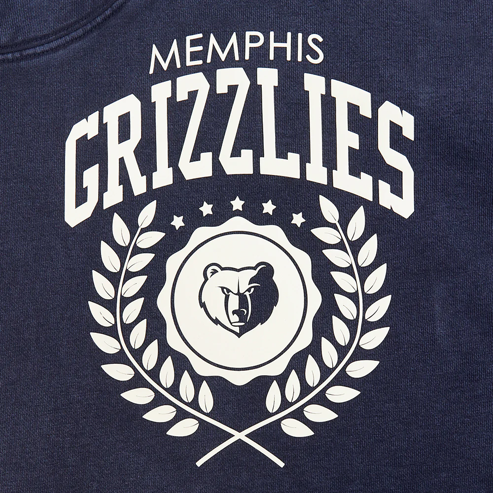 NBA MEMPHIS GRIZZLIES STREET TEAM MEN'S ENZYME WASH DS FT PO HOODIE (WASHED MIDNIGHT NAVY) - Image 5