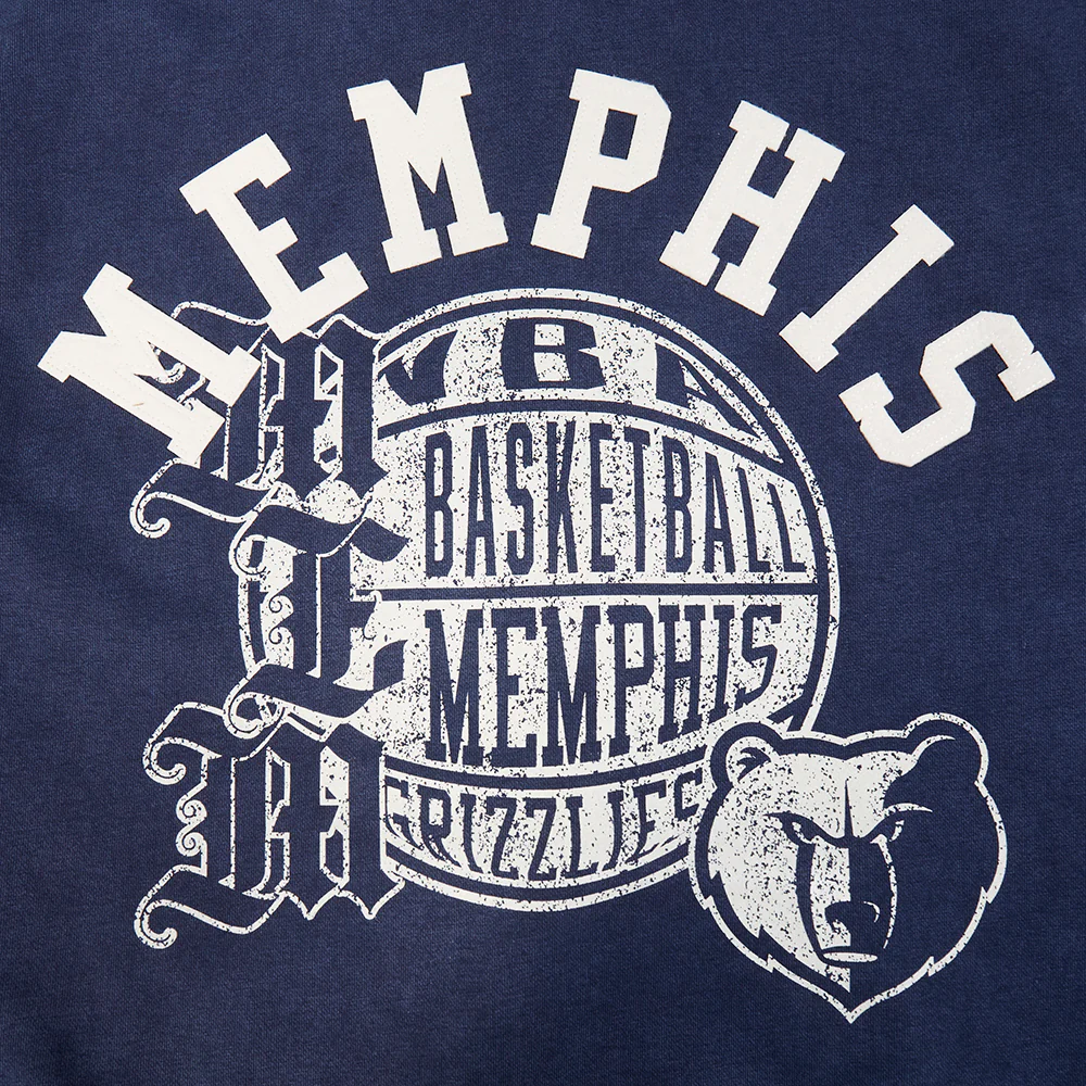 NBA MEMPHIS GRIZZLIES STREET TEAM MEN'S ENZYME WASH DS FT PO HOODIE (WASHED MIDNIGHT NAVY) - Image 9