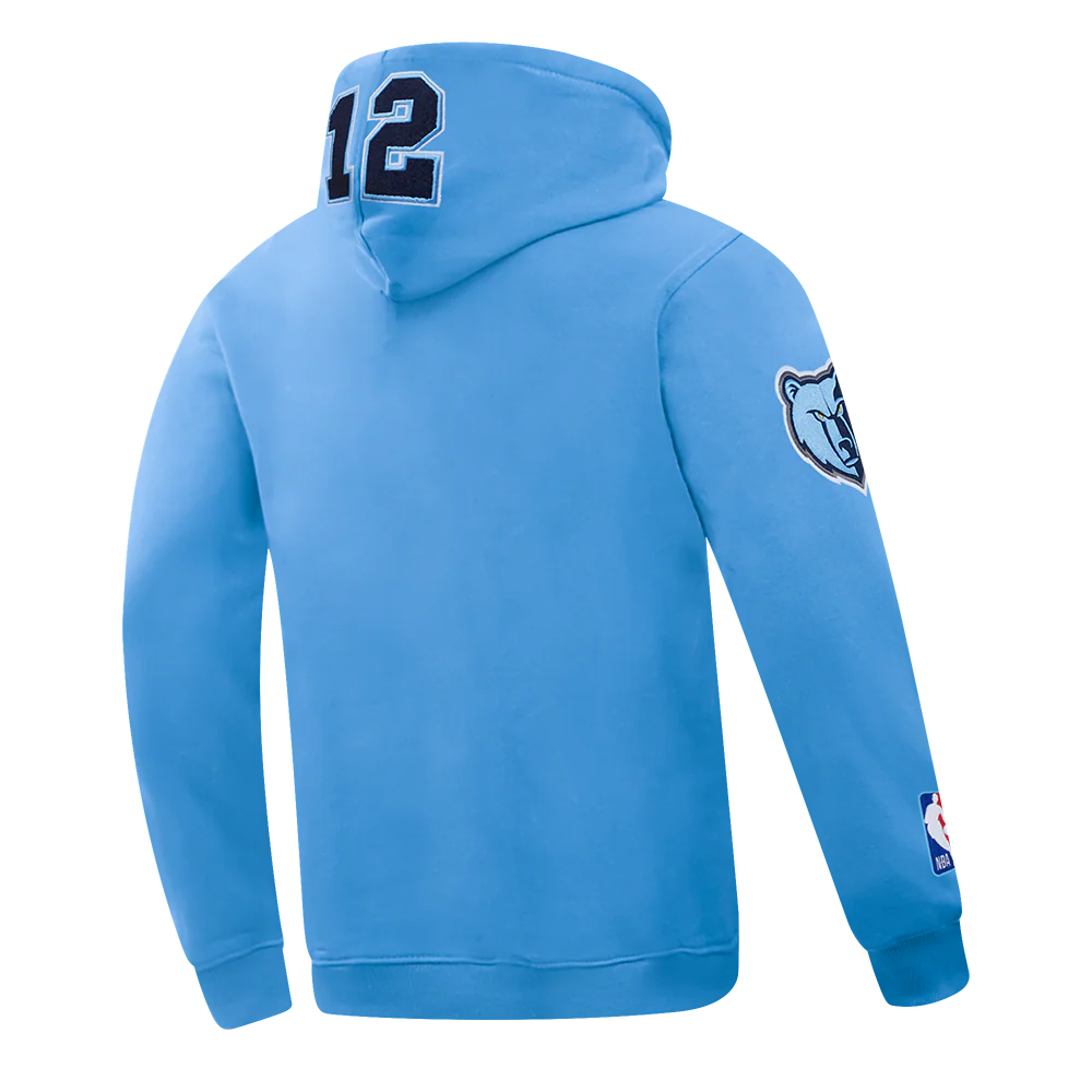 NBA MEMPHIS GRIZZLIES JA MORANT #12 SKY HOOK MEN'S FLC PO HOODIE (UNIVERSITY BLUE) - Image 2