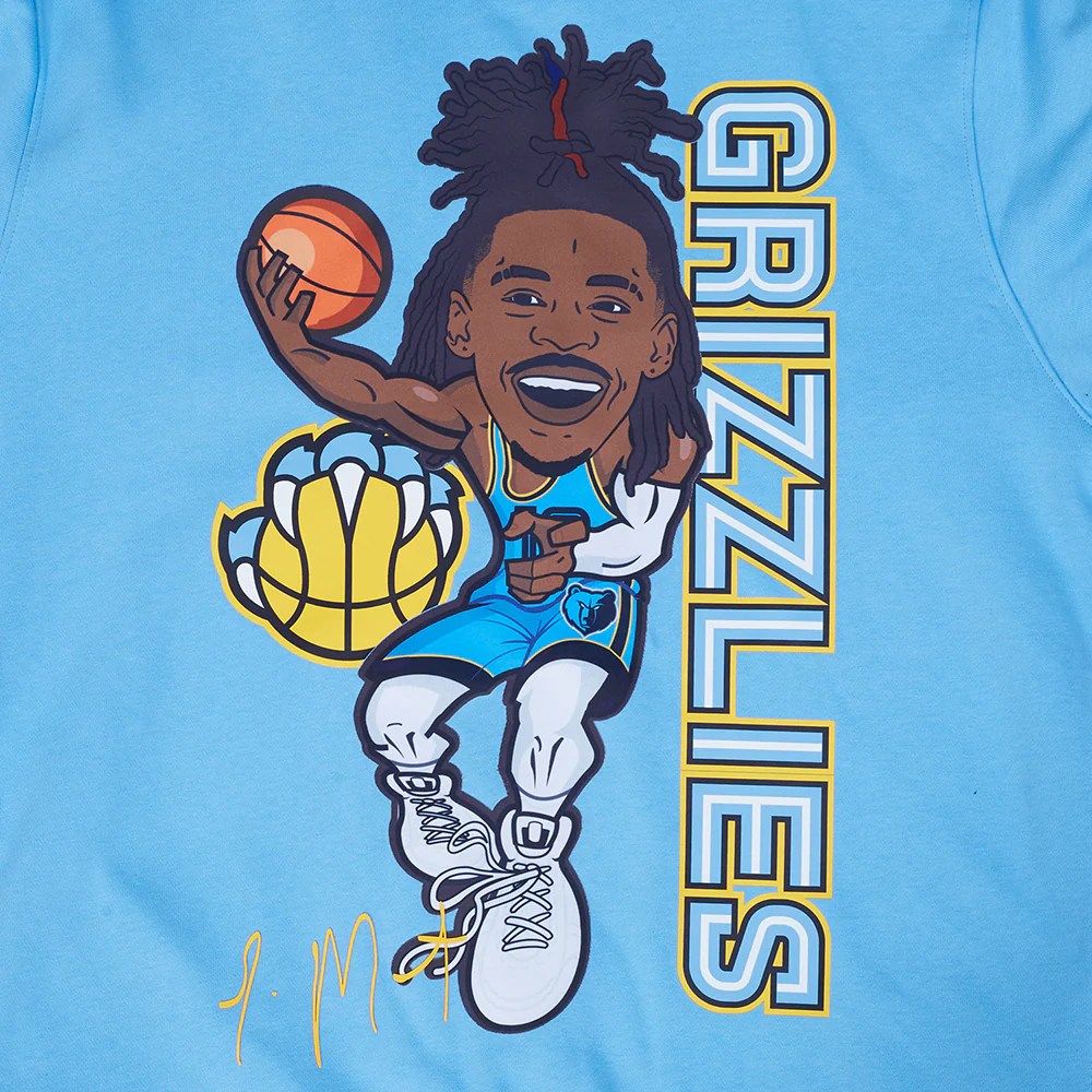 NBA MEMPHIS GRIZZLIES JA MORANT #12 SKY HOOK MEN'S FLC PO HOODIE (UNIVERSITY BLUE) - Image 5