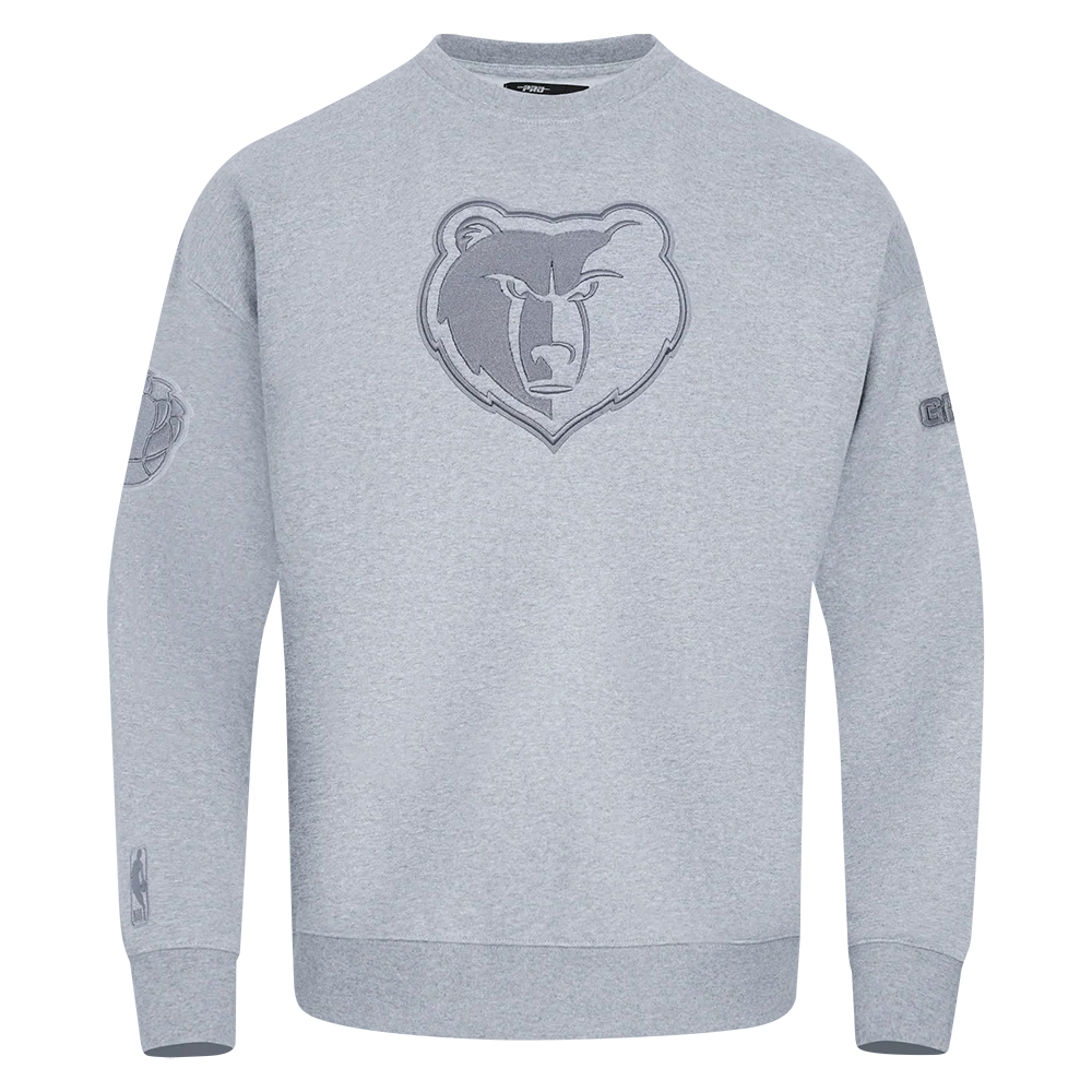 NBA MEMPHIS GRIZZLIES NEUTRAL MEN'S DROP SHOULDER FLC CREWNECK (DARK HEATHER GRAY) - Image 3