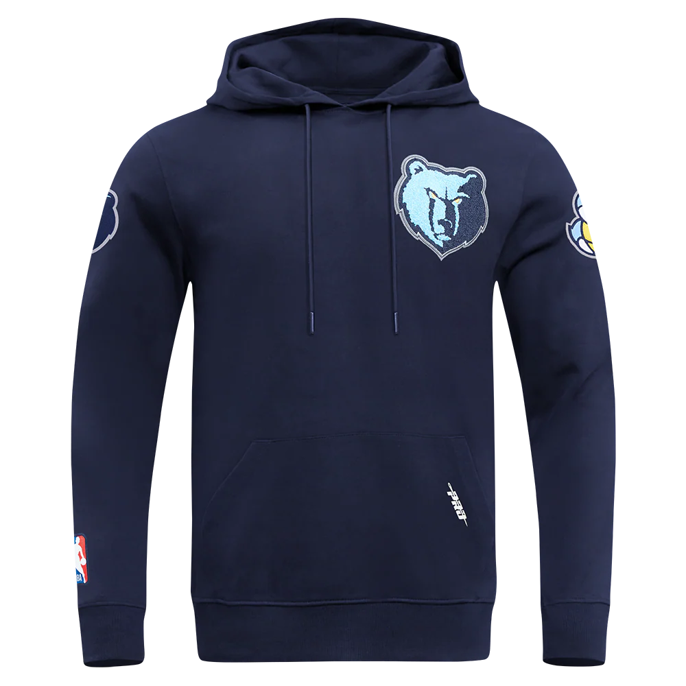 NBA MEMPHIS GRIZZLIES CLASSIC MEN'S CHENILLE DK PO HOODIE (MIDNIGHT NAVY)